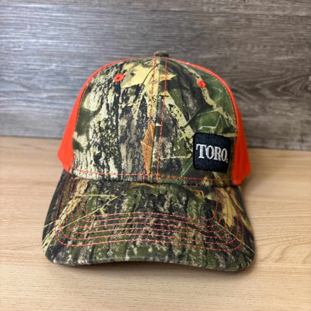 TORO Hat Strap Back Orange Camo Camouflage Outdoors Embroidered
